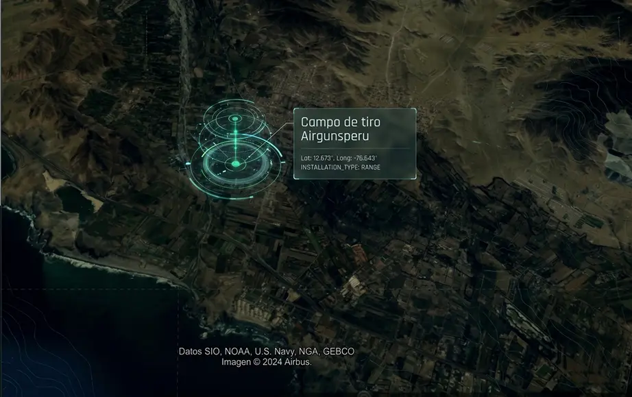 Mapa satelital del Campo de Tiro de Airguns Perú en Mala - Lima